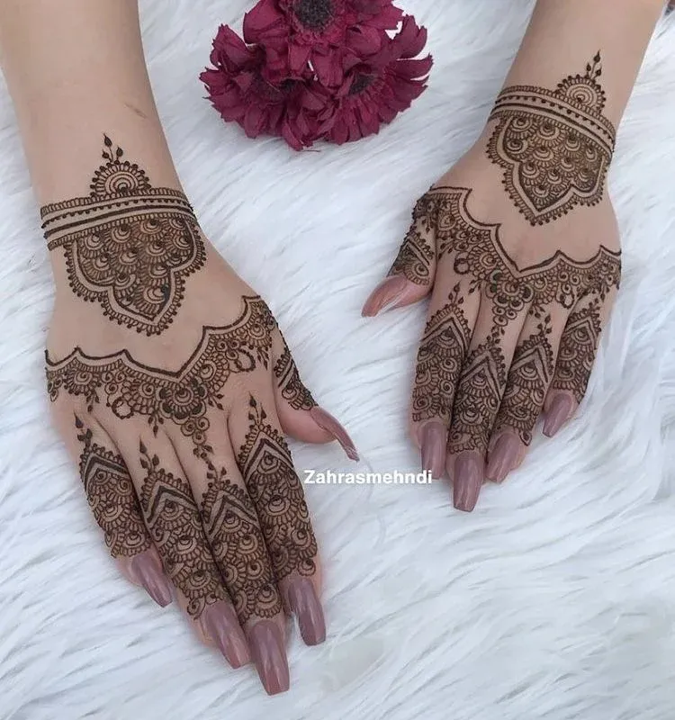 Punjabi Royal Front Hand Mehndi Design idea