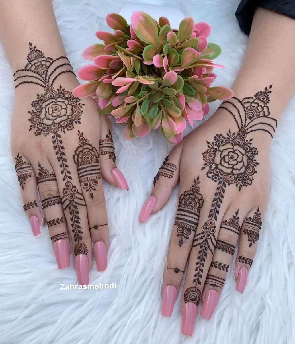 Punjabi Royal Front Hand Mehndi Design idea