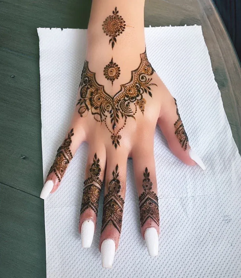 Punjabi Royal Front Hand Mehndi Design idea