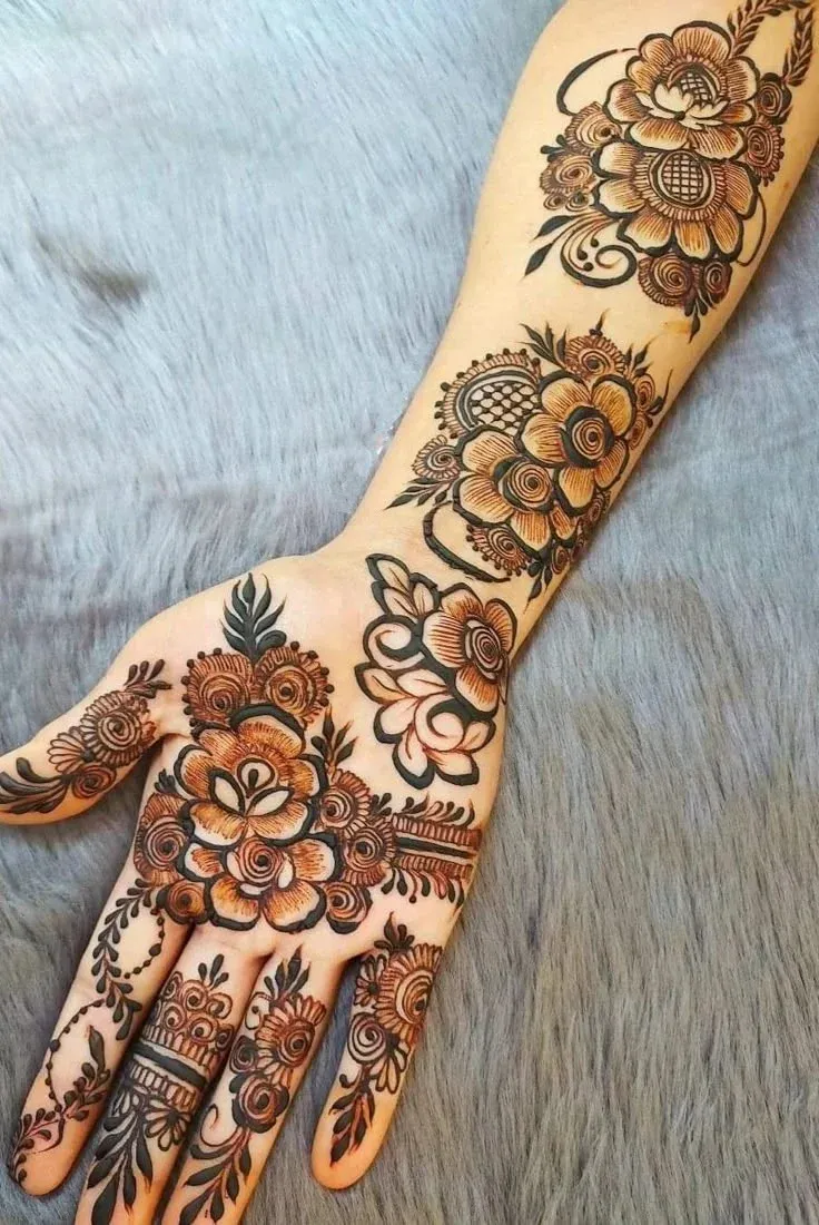 Floral Mehndi Design for Front Hand idea