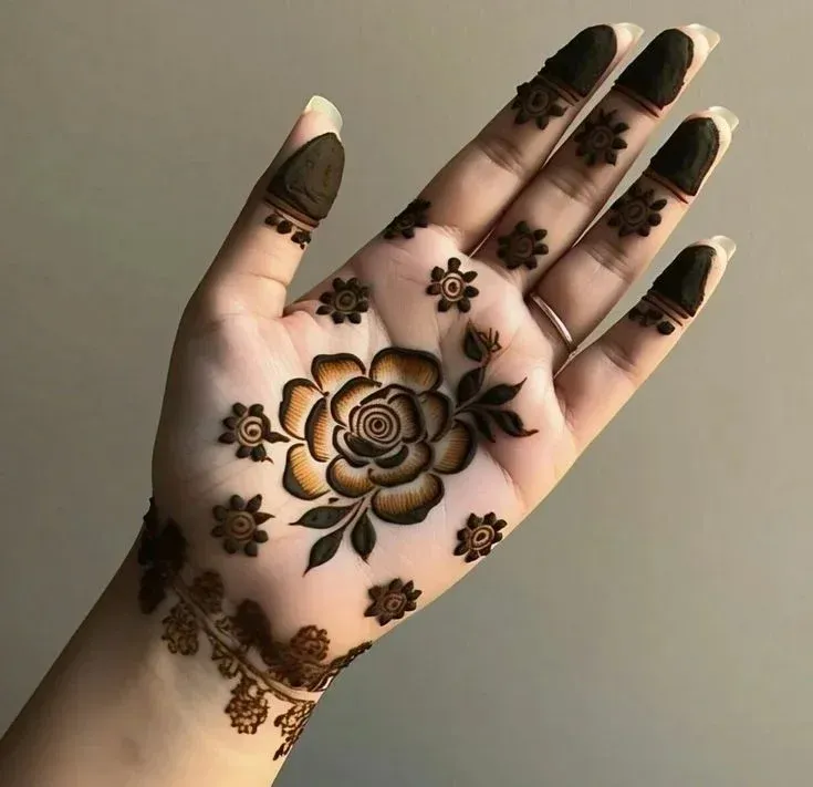 Floral Mehndi Design for Front Hand idea