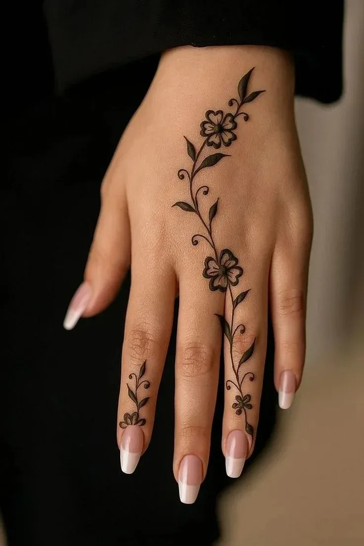 Floral Mehndi Design for Front Hand idea