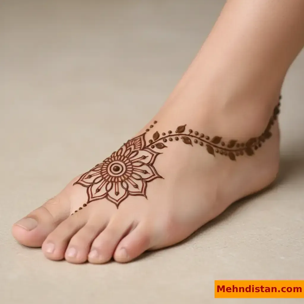 Stylish Foot Mehndi Design idea