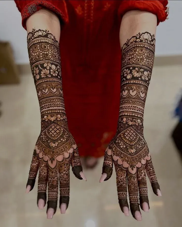 Modern Full Hand Mehndi Design idea