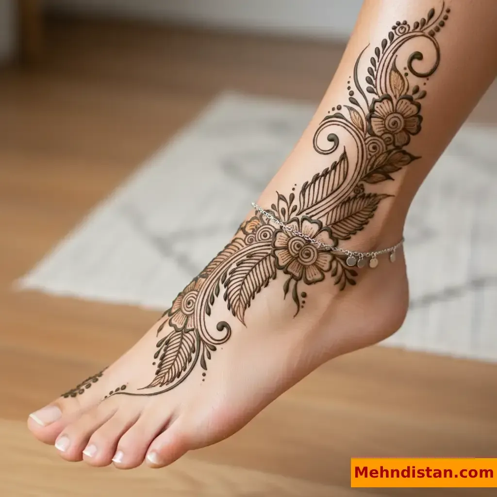 Stylish Foot Mehndi Design idea