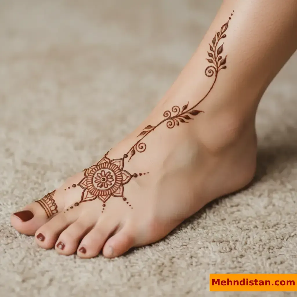 Stylish Foot Mehndi Design idea