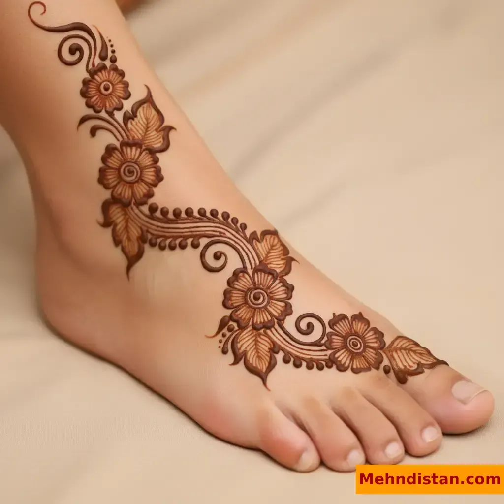 Stylish Foot Mehndi Design idea