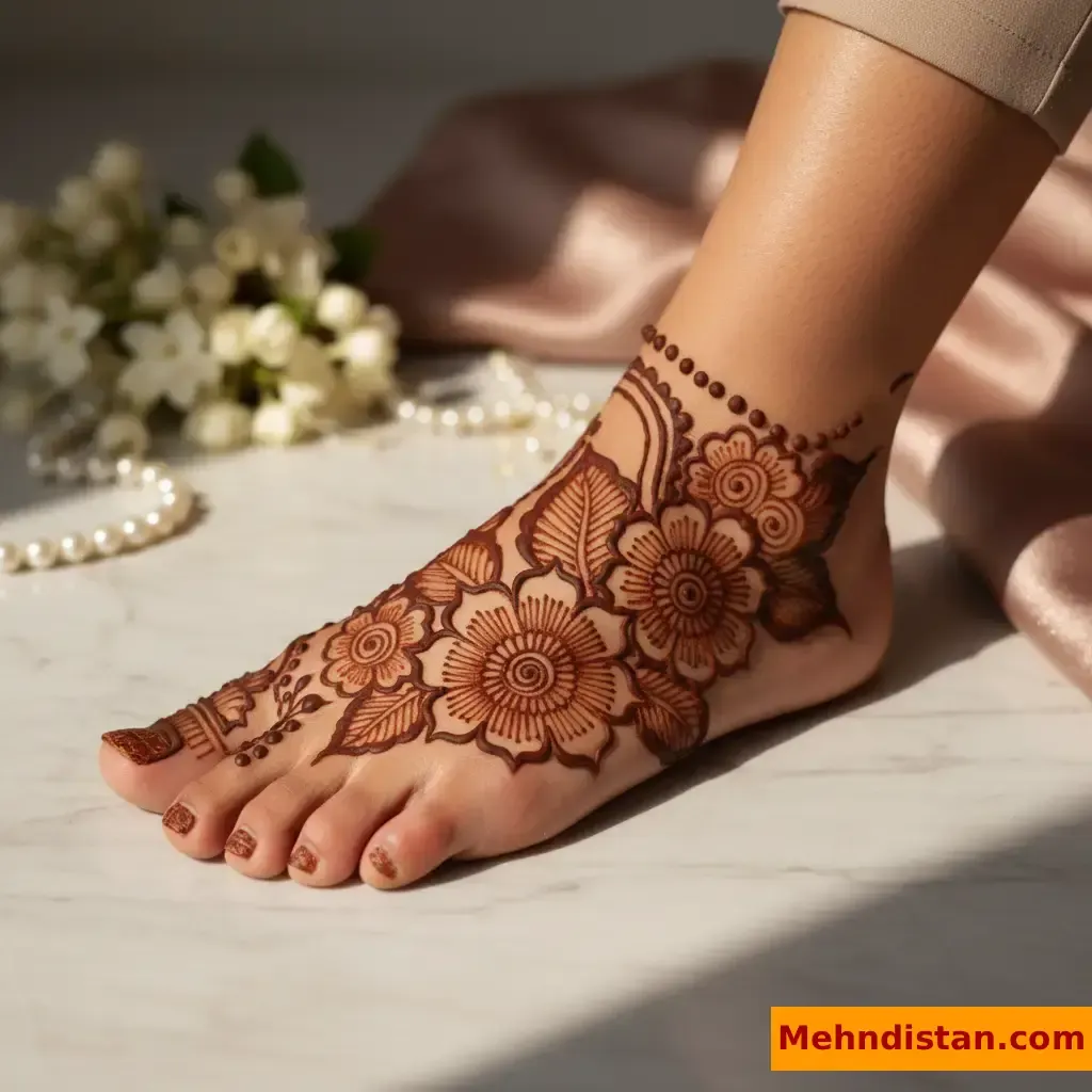 Stylish Foot Mehndi Design idea