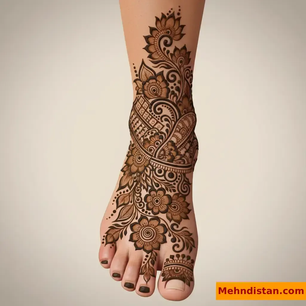 Stylish Foot Mehndi Design idea