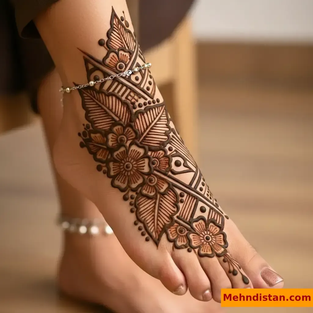 Stylish Foot Mehndi Design idea