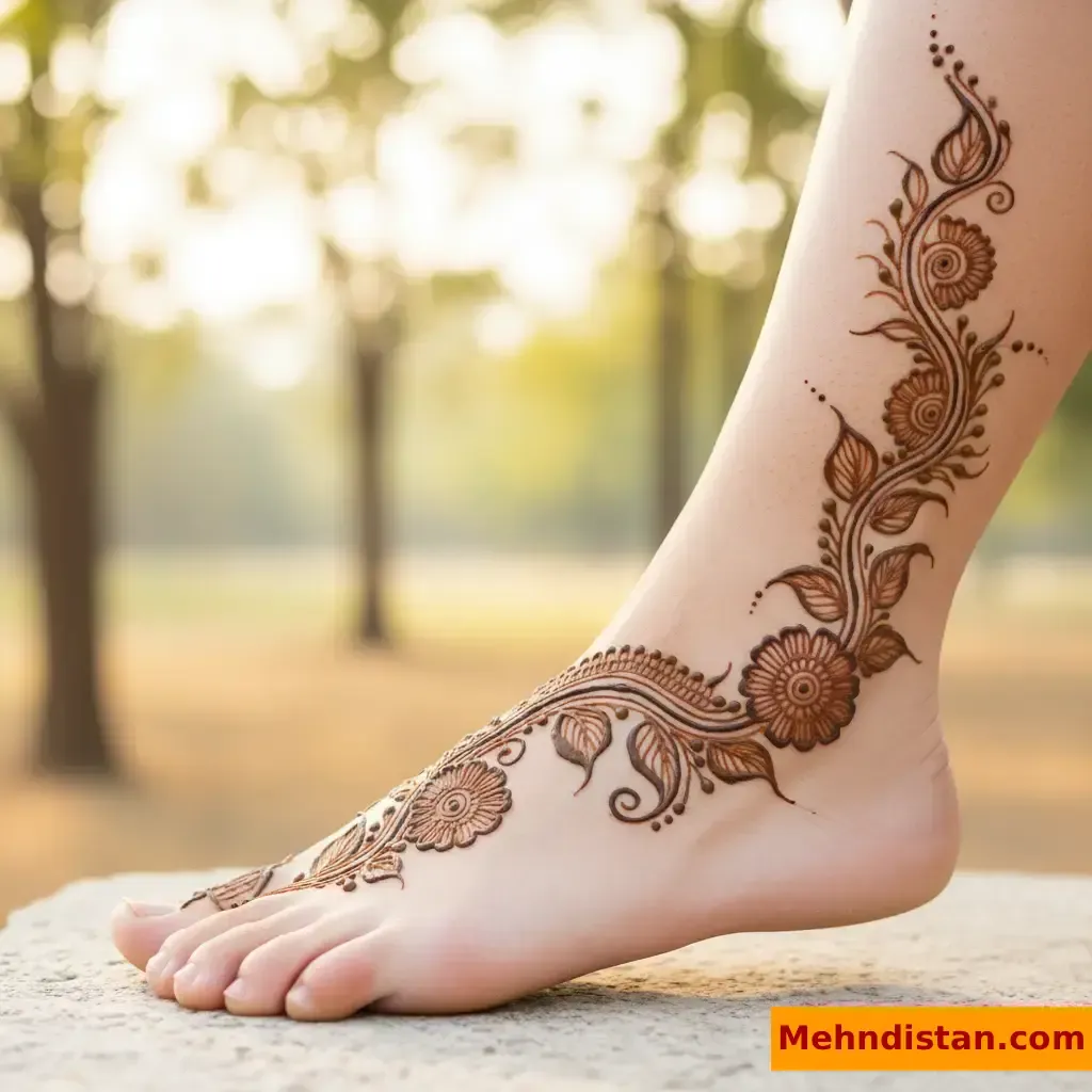 Stylish Foot Mehndi Design idea