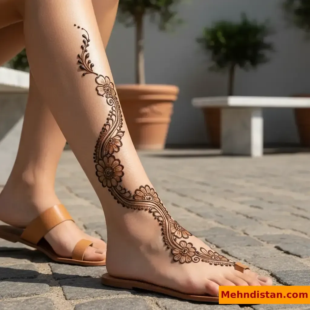 Stylish Foot Mehndi Design idea