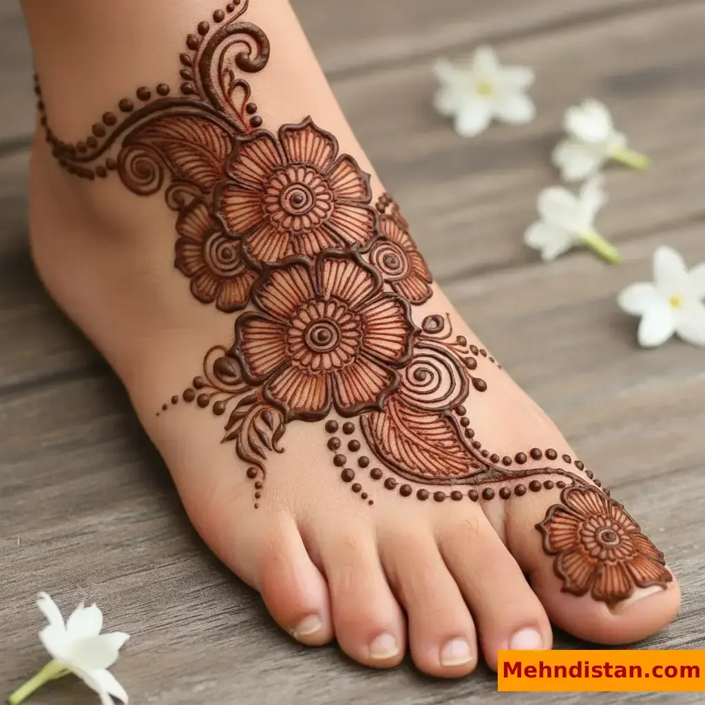 Stylish Foot Mehndi Design idea