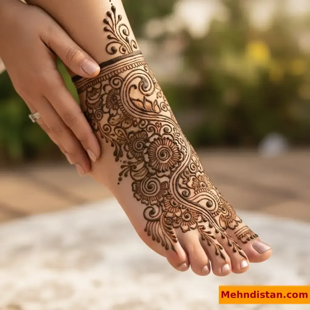 Stylish Foot Mehndi Design idea