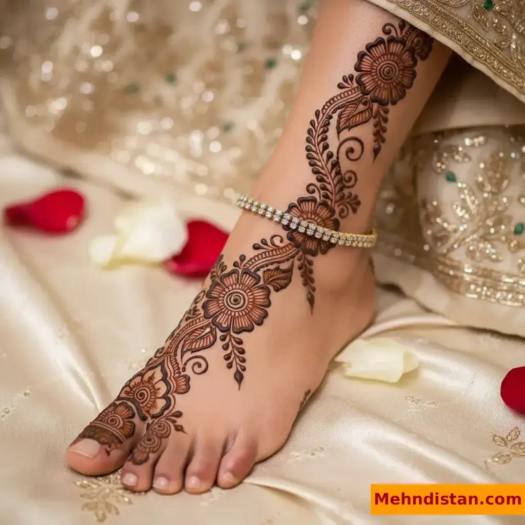 Stylish Foot Mehndi Design idea
