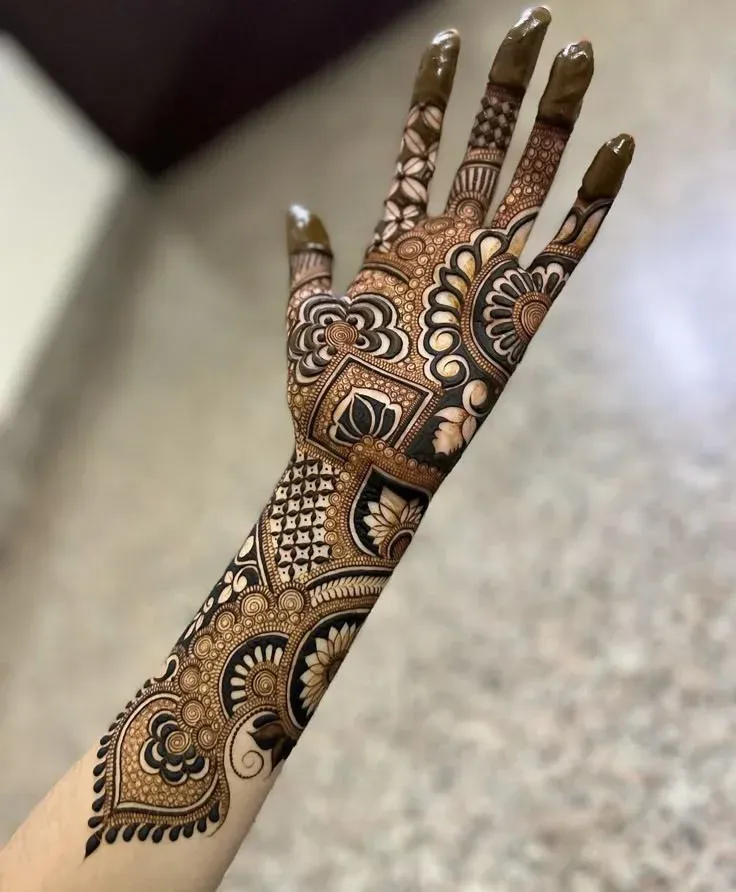 Modern Full Hand Mehndi Design idea