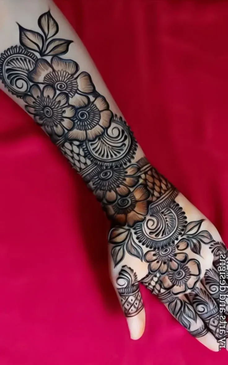 Modern Full Hand Mehndi Design idea